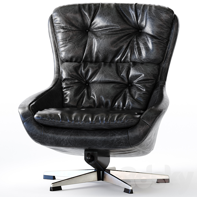 PEEM Finland_Black Leather Swivel Chair 3ds Max - thumbnail 2