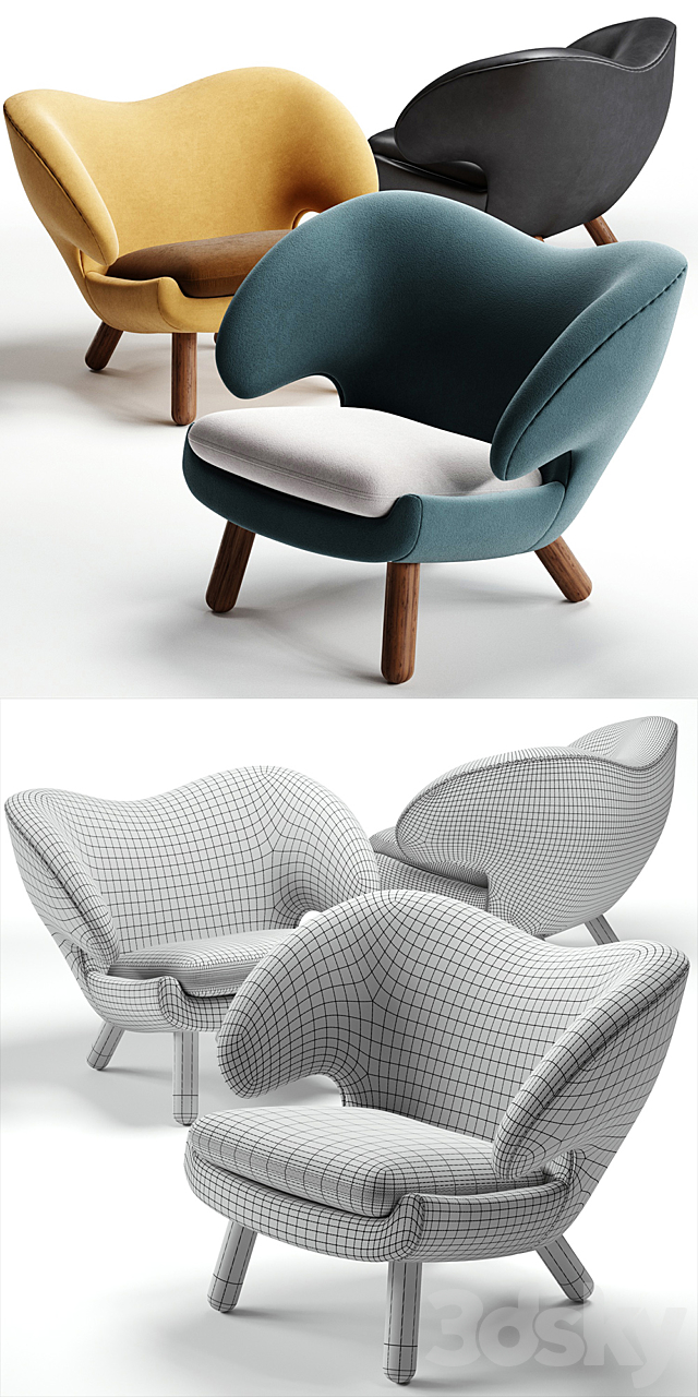 PELICAN CHAIR Finn Juhl 3DS Max Model - thumbnail 3