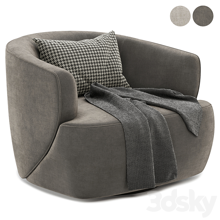 Pelton Swivel armChair 3DS Max Model - thumbnail 2