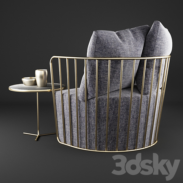 Phase armchair Brides Veil 3DS Max Model - thumbnail 2