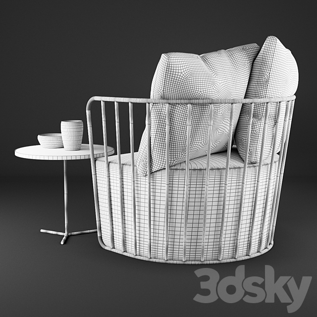 Phase armchair Brides Veil 3DS Max Model - thumbnail 3