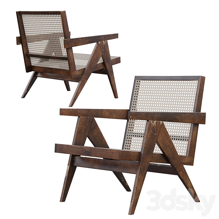 Pierre jeanneret easy armchair 3DS Max Model - thumbnail 1