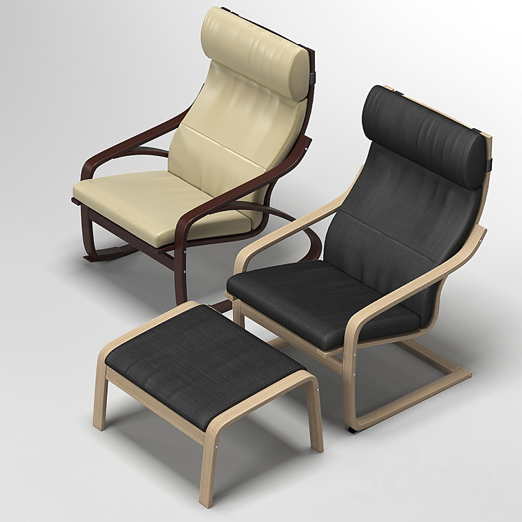 Poing armchair Ikea 3DS Max - thumbnail 2