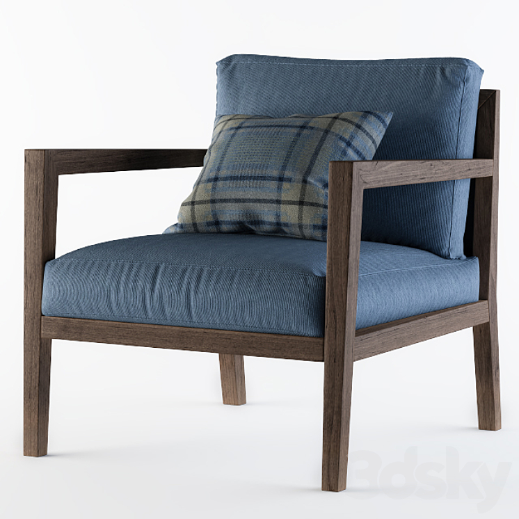 Poliform Camilla Armchair Blue 3DS Max - thumbnail 1