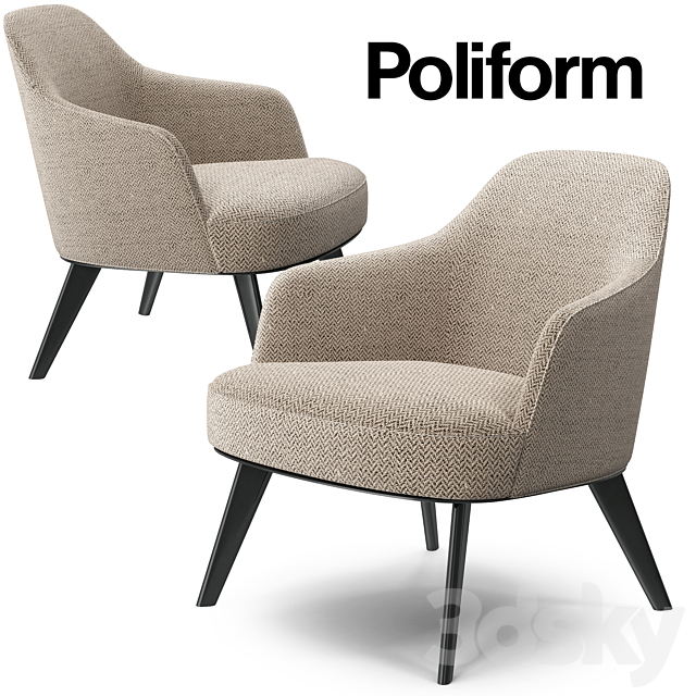 Poliform Jane armchair metal base 3DS Max Model - thumbnail 1