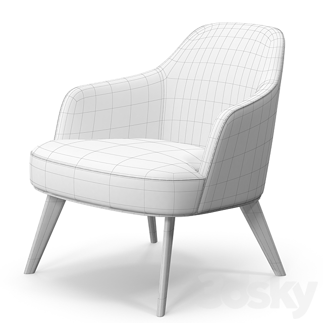 Poliform Jane armchair metal base 3DS Max Model - thumbnail 3