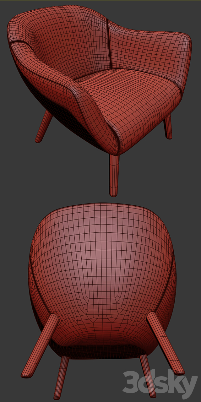 Poliform Mad Arm Chair 3ds Max - thumbnail 3