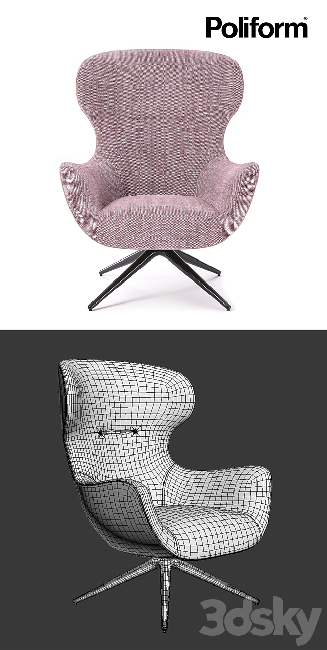 Poliform Mad Joker armchair 3DS Max Model - thumbnail 3