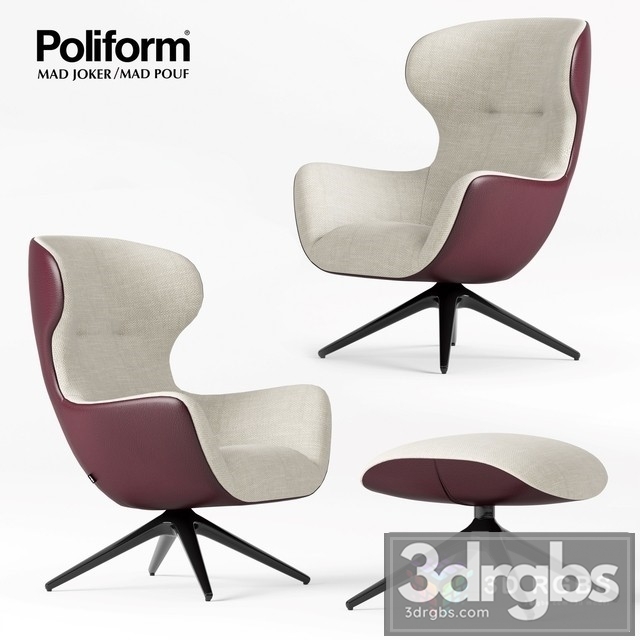 Poliform Mad Joker Armchair Pouf 3dsmax Download - thumbnail 1