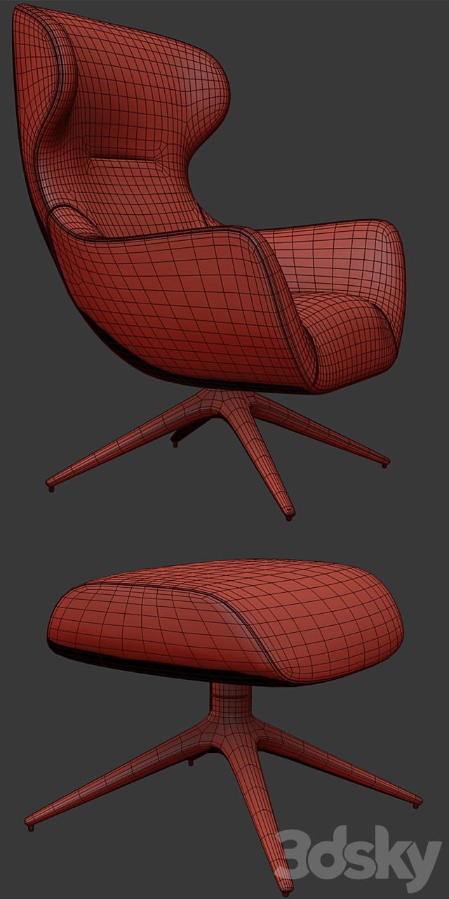 Poliform Mad Joker Revolving Armchair With Ottoman 3DSMax File - thumbnail 3