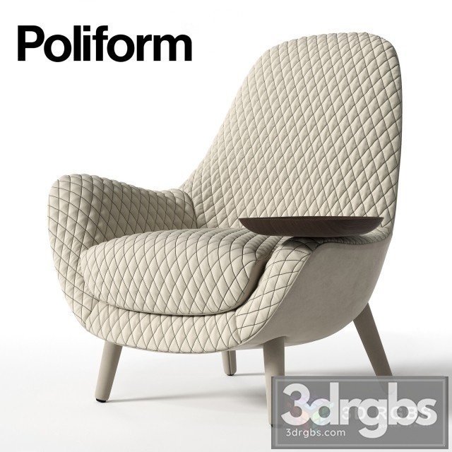 Poliform MadKing Bright Armchair 3dsmax Download - thumbnail 1