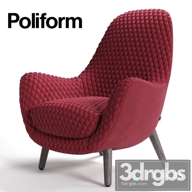 Poliform MadKing Red Armchair 3dsmax Download - thumbnail 1