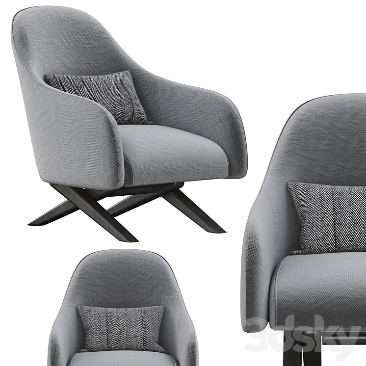 Poliform MARLON Armchair 3DS Max Model - thumbnail 2