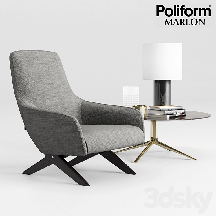 Poliform Marlon Armchair Set 3DS Max - thumbnail 1