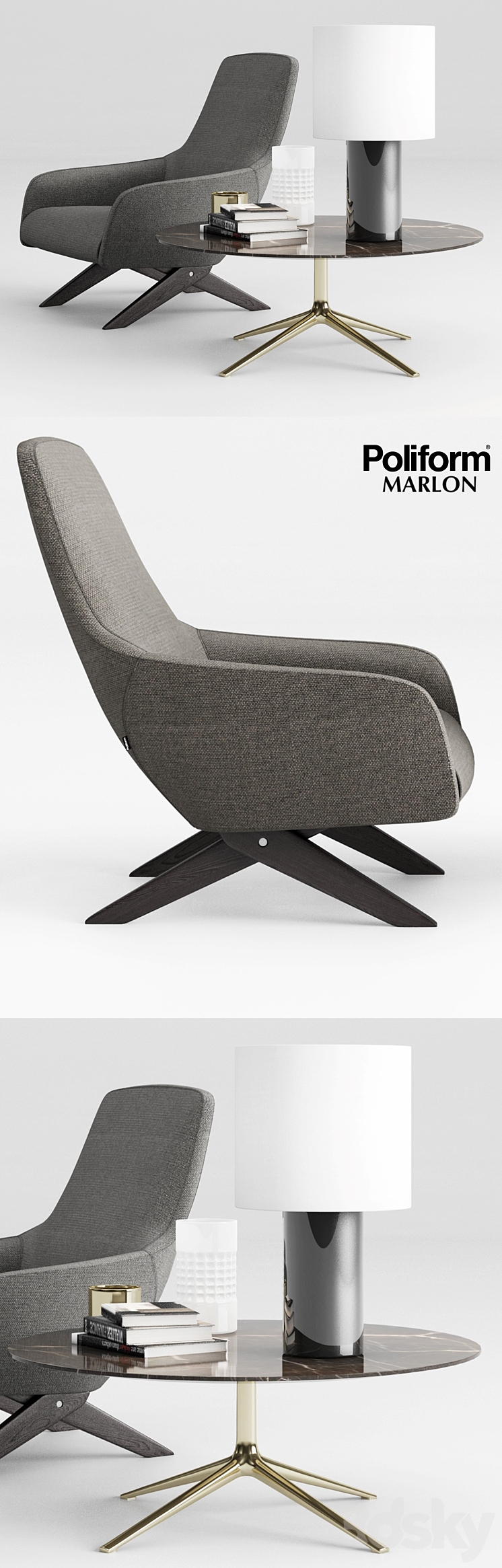 Poliform Marlon Armchair Set 3DS Max - thumbnail 2