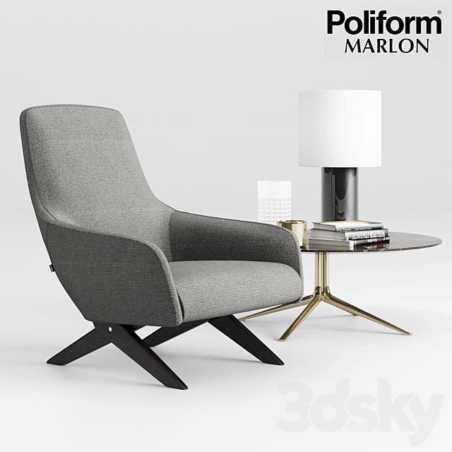 Poliform Marlon Armchair Set 3DSMax File - thumbnail 1