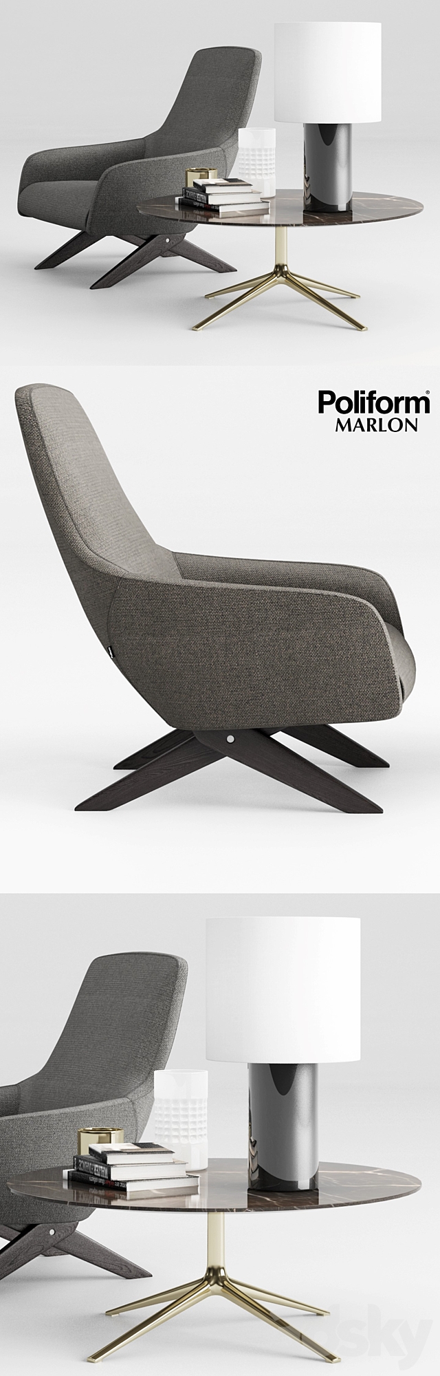 Poliform Marlon Armchair Set 3DSMax File - thumbnail 2