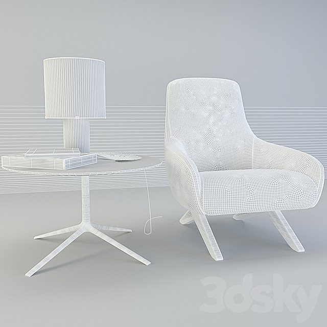 Poliform MONDRIAN collection armchair Marlon 3ds Max - thumbnail 3