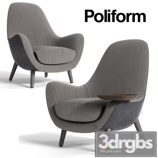 Polifrom MadKing Dark Armchair 3dsmax Download - thumbnail 1