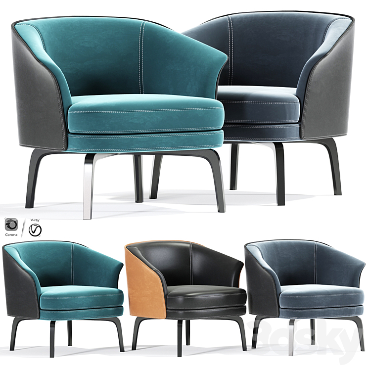 Poltrona Frau Nivola Armchair 02 3DS Max - thumbnail 1