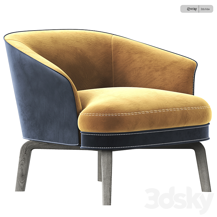 Poltrona Frau Nivola chair 3DS Max - thumbnail 1