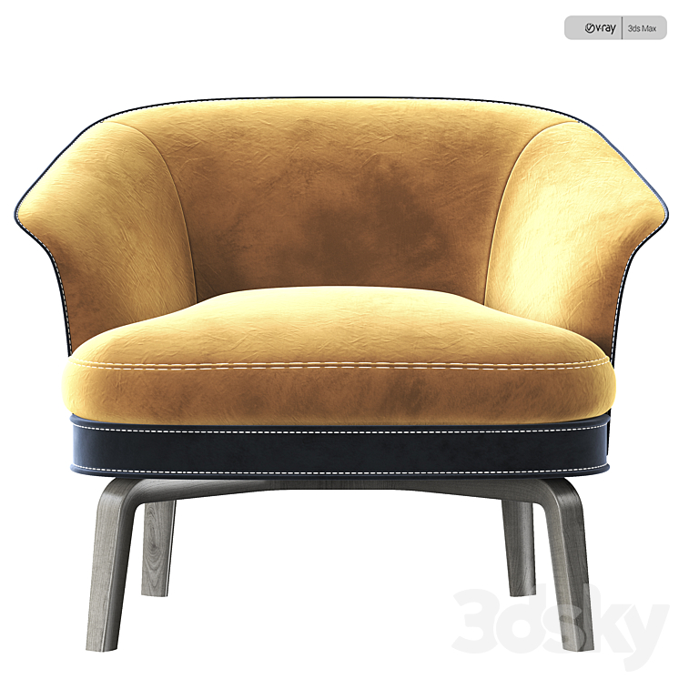 Poltrona Frau Nivola chair 3DS Max - thumbnail 2