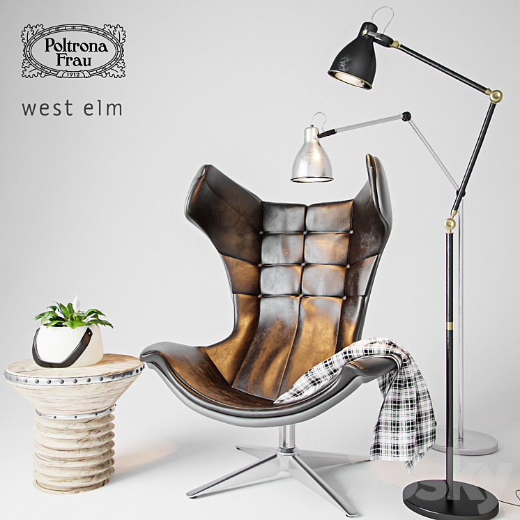 Poltrona Frau Regina 900 armchair with decor 3DS Max - thumbnail 1