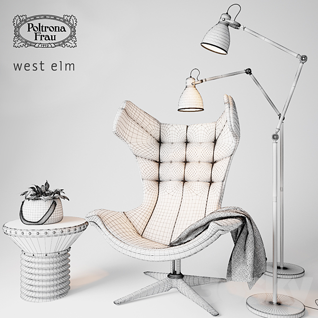 Poltrona Frau Regina 900 armchair with decor 3DSMax File - thumbnail 3