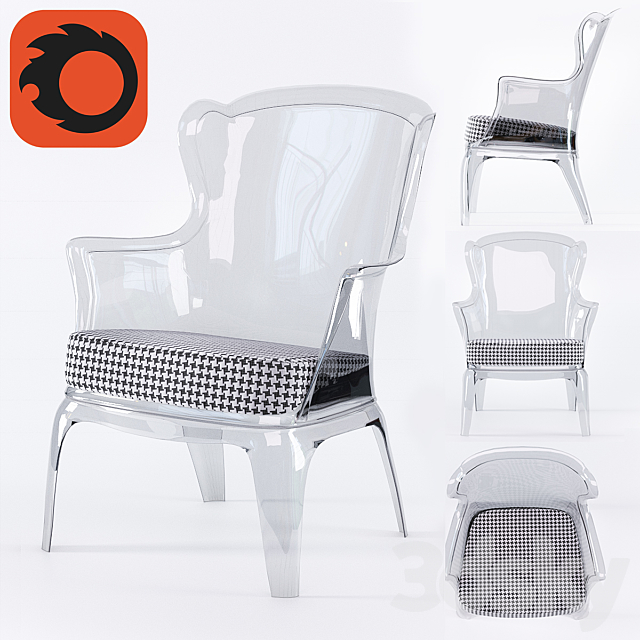 Polycarbonate Modern Accent Chair 3ds Max - thumbnail 1