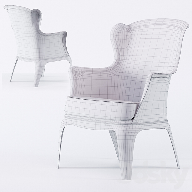 Polycarbonate Modern Accent Chair 3ds Max - thumbnail 2