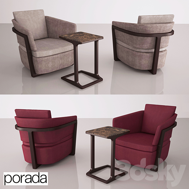 Porada Arena Poltrona Armchair and table Script 45 3DSMax File - thumbnail 1