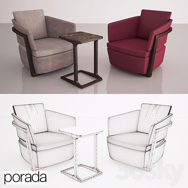 Porada Arena Poltrona Armchair and table Script 45 3DSMax File - thumbnail 3