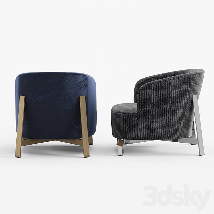 Porada copine steel armchair 3DS Max - thumbnail 2