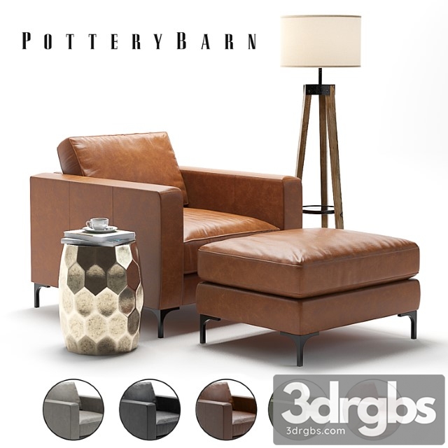 Pottery Barn Jake Armchair 3dsmax Download - thumbnail 1