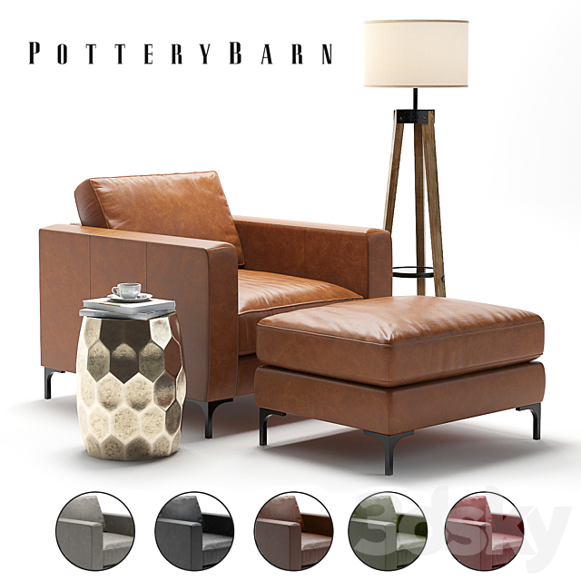 Pottery Barn Jake Armchair 3DSMax File - thumbnail 1