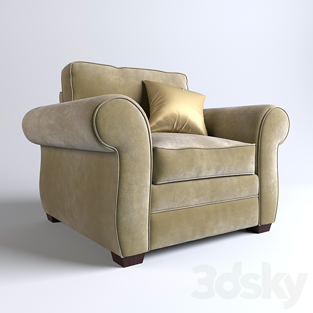 Pottery Barn – Pearce Upholstered Armchair 3DS Max Model - thumbnail 1