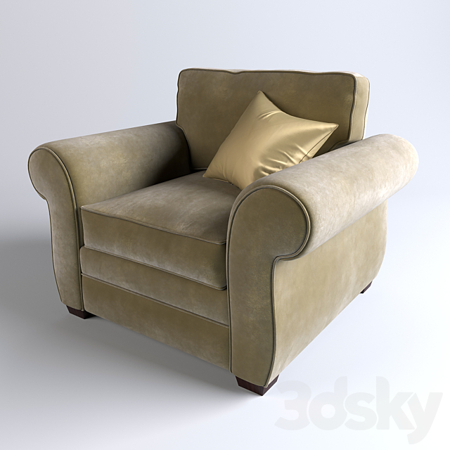 Pottery Barn – Pearce Upholstered Armchair 3DS Max Model - thumbnail 2