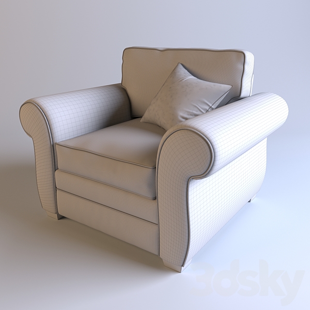 Pottery Barn – Pearce Upholstered Armchair 3DS Max Model - thumbnail 3