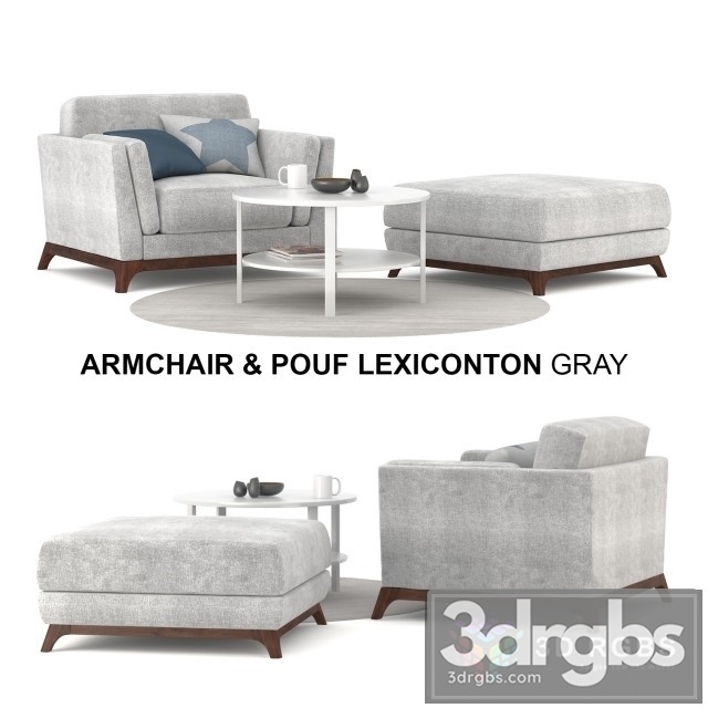 Pouf Lexiconton Gray Armchair 3dsmax Download - thumbnail 1