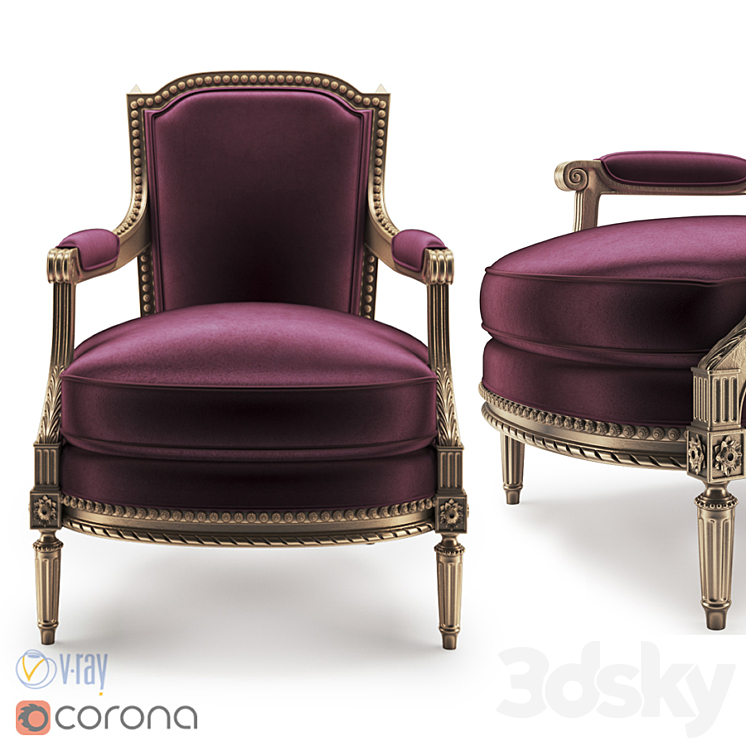 Pozzoli SX-161 armchair 3DS Max - thumbnail 2