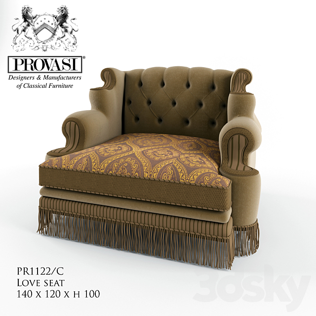 Provasi love seat PR1122-C 3ds Max - thumbnail 1