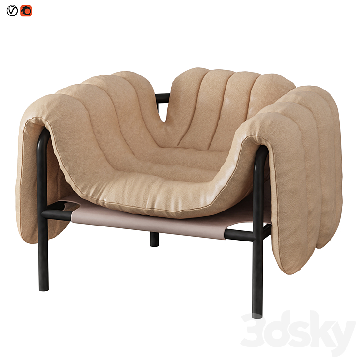 Puffy lounge chair 3DS Max Model - thumbnail 1