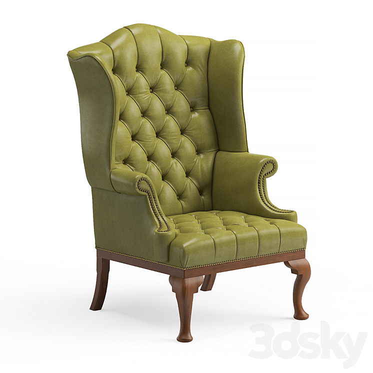 Queen Anne Wing Chair 3DS Max - thumbnail 1