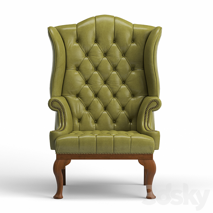 Queen Anne Wing Chair 3DS Max - thumbnail 2