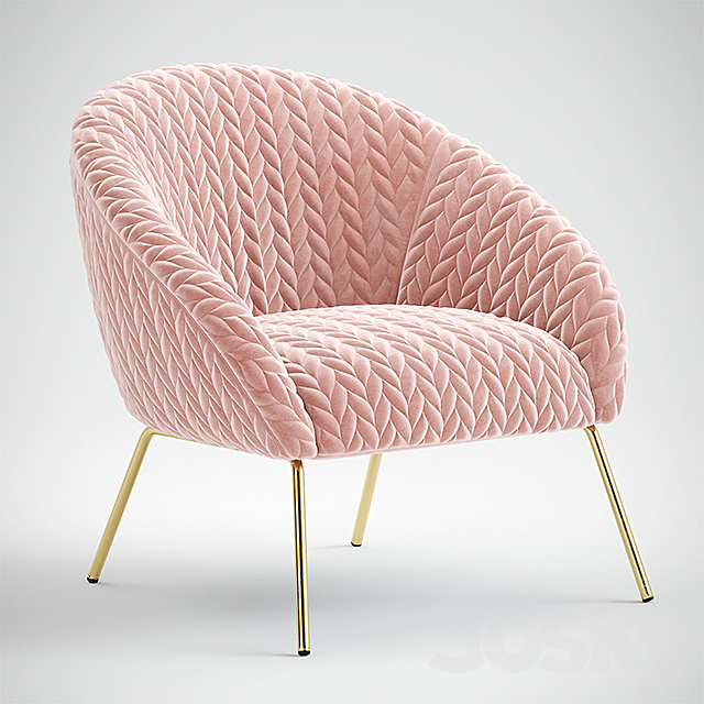 Quilted Hillside Accent Chair 3DSMax File - thumbnail 1