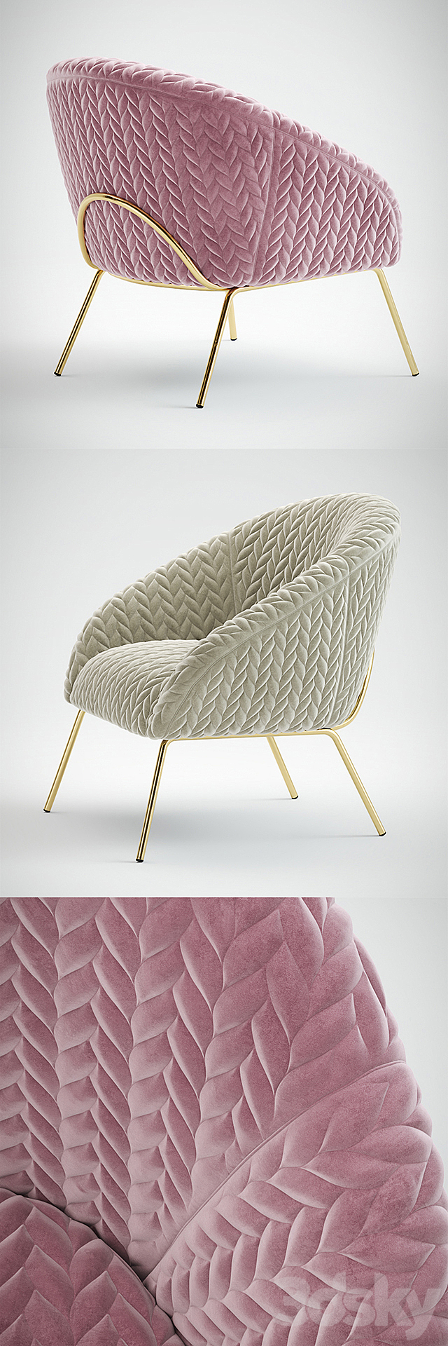 Quilted Hillside Accent Chair 3DSMax File - thumbnail 2