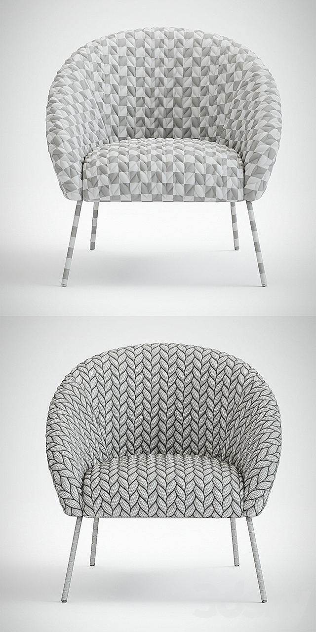 Quilted Hillside Accent Chair 3DSMax File - thumbnail 3