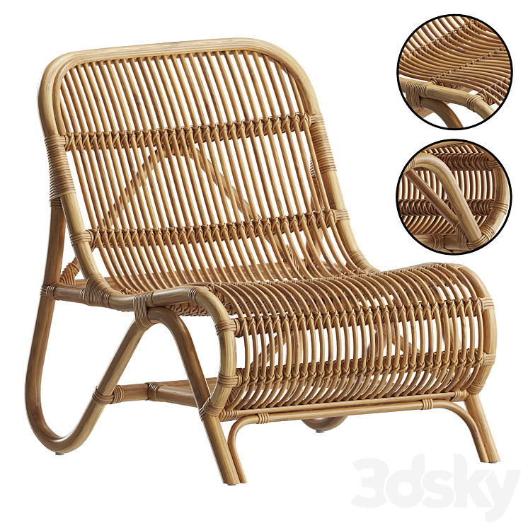 Rattan Accent Chair 3DS Max Model - thumbnail 1