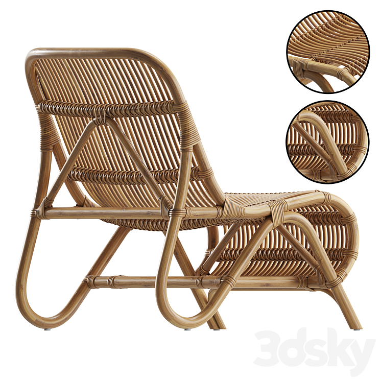 Rattan Accent Chair 3DS Max Model - thumbnail 2