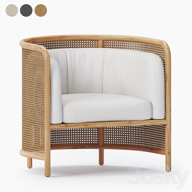 rattan arm chair 3DS Max - thumbnail 1